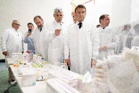 President Macron Visits Aguettant Pharmaceutical Laboratory - Champagne