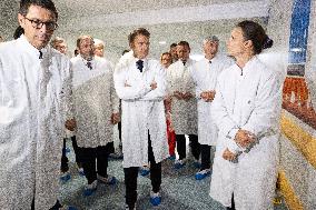 President Macron Visits Aguettant Pharmaceutical Laboratory - Champagne