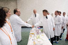 President Macron Visits Aguettant Pharmaceutical Laboratory - Champagne