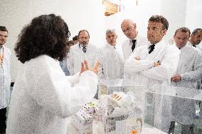 President Macron Visits Aguettant Pharmaceutical Laboratory - Champagne