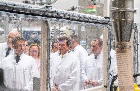 President Macron Visits Aguettant Pharmaceutical Laboratory - Champagne