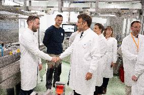 President Macron Visits Aguettant Pharmaceutical Laboratory - Champagne