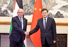 CHINA-BEIJING-QIN GANG-PALESTINIAN FM-MEETING (CN)