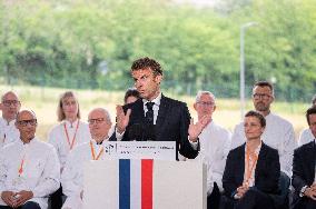 President Macron Visits Aguettant Pharmaceutical Laboratory - Champagne