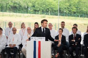 President Macron Visits Aguettant Pharmaceutical Laboratory - Champagne