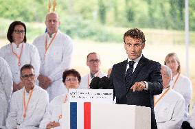 President Macron Visits Aguettant Pharmaceutical Laboratory - Champagne