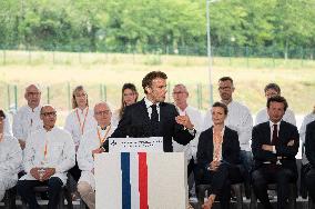 President Macron Visits Aguettant Pharmaceutical Laboratory - Champagne