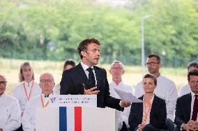 President Macron Visits Aguettant Pharmaceutical Laboratory - Champagne