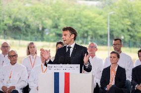 President Macron Visits Aguettant Pharmaceutical Laboratory - Champagne