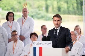 President Macron Visits Aguettant Pharmaceutical Laboratory - Champagne