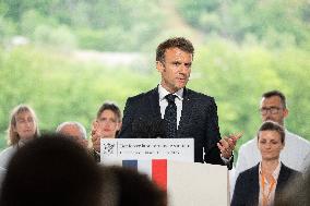 President Macron Visits Aguettant Pharmaceutical Laboratory - Champagne