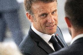 President Macron Visits Aguettant Pharmaceutical Laboratory - Champagne