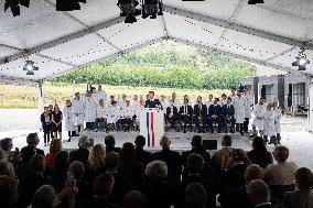 President Macron Visits Aguettant Pharmaceutical Laboratory - Champagne