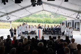 President Macron Visits Aguettant Pharmaceutical Laboratory - Champagne