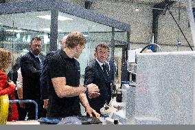 Emmanuel Macron Visits The Shoe Manufacturing ASF - Ardoix