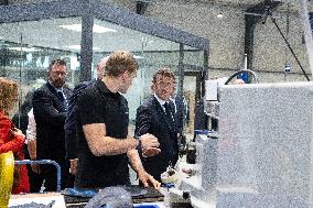 Emmanuel Macron Visits The Shoe Manufacturing ASF - Ardoix