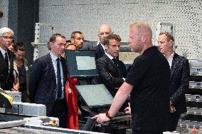 Emmanuel Macron Visits The Shoe Manufacturing ASF - Ardoix