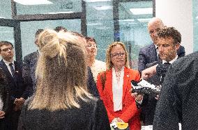 Emmanuel Macron Visits The Shoe Manufacturing ASF - Ardoix