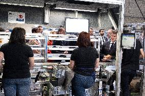 Emmanuel Macron Visits The Shoe Manufacturing ASF - Ardoix