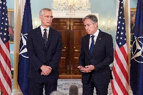 Secretary Blinken And Nato Secretary Stoltenberg Hold A Press Conference