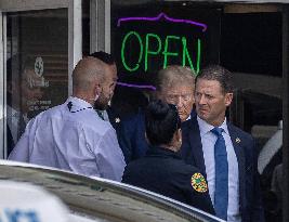 Former President Trump After His Arraignment At The Courthouse - Miami