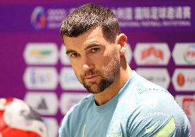 (SP)CHINA-BEIJING-FOOTBALL-INTERNATIONAL MATCH-ARGENTINA VS AUSTRALIA-PRESS CONFERENCE (CN)