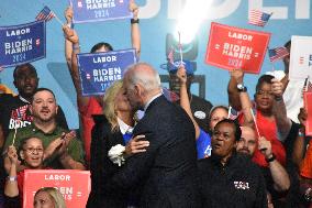 President Of The United States Joe Biden Delivers Remarks At A Political Rally Hosted By Union Members