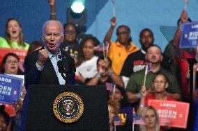 President Of The United States Joe Biden Delivers Remarks At A Political Rally Hosted By Union Members