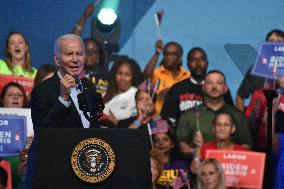 President Of The United States Joe Biden Delivers Remarks At A Political Rally Hosted By Union Members