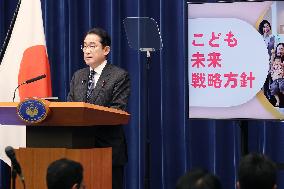 Prime Minister Fumio Kishida at a press conference