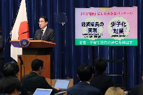 Prime Minister Fumio Kishida at a press conference