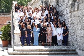 Queen Rania And Queen Letizia Visit Heraitge Restoration Workshop - Madrid