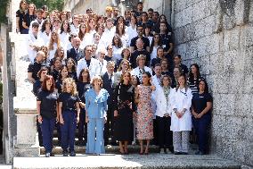 Queen Rania And Queen Letizia Visit Heraitge Restoration Workshop - Madrid