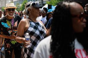 Juneteenth Celebration At Black Lives Matter Plaza