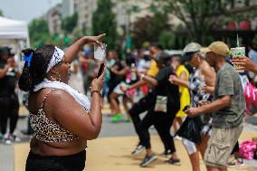 Juneteenth Celebration At Black Lives Matter Plaza