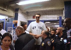 Draft Prospect Victor Wembanyama Arrives in NYC