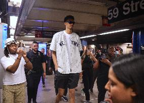 Draft Prospect Victor Wembanyama Arrives in NYC