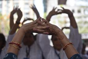 International Yoga Day In Suburban Train In Mumbai