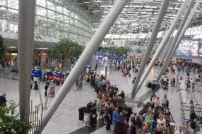 Duesseldorf Airport At The Begin Of Summer Holiday Season