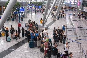 Duesseldorf Airport At The Begin Of Summer Holiday Season