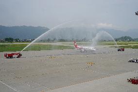NEPAL-POKHARA-SICHUAN AIRLINES-FIRST INTERNATIONAL FLIGHT