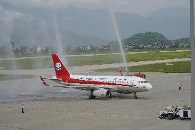 NEPAL-POKHARA-SICHUAN AIRLINES-FIRST INTERNATIONAL FLIGHT