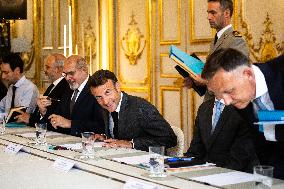 Emmanuel Macron Meets With South Korean Business Leaders - Paris
