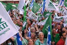 President Of PASOK Party Nikos Androulakis Holds Main Campaign For Second Round Of Elections In Athens