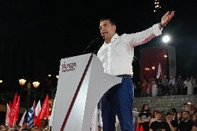 Leader Of SYRIZA Party Alexis Tsipras Holds Main Campaign For Second Round Of Elections In Athens