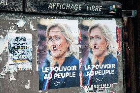 Deteriorated RN Poster With Marine Le Pen - Briancon
