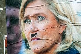 Deteriorated RN Poster With Marine Le Pen - Briancon
