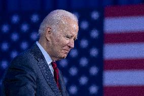 President Joe Biden makes remarks at a political event held by pro choice groups