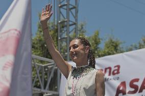 Mexican Presidential Candidate Claudia Sheinbaum Campaigns In Tijuana