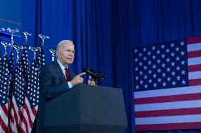 President Joe Biden makes remarks at a political event held by pro choice groups